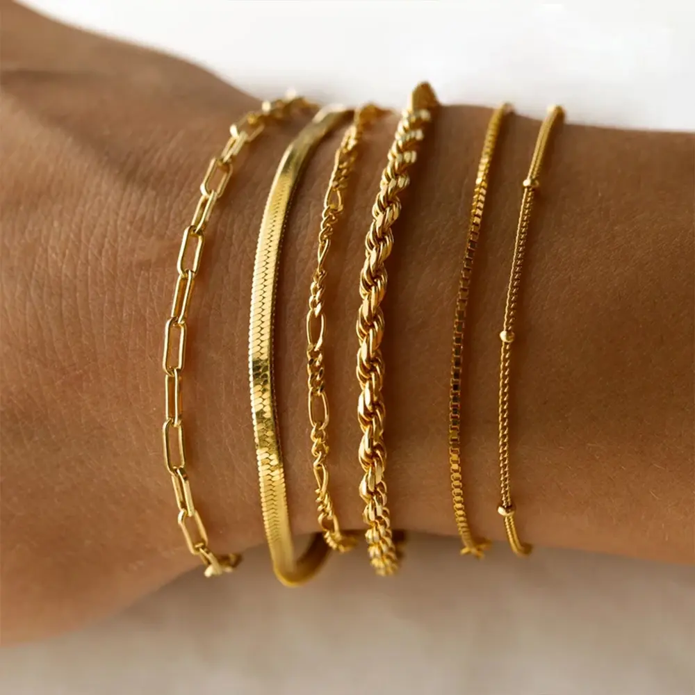 Dropshipping all'ingrosso braccialetto Color oro bracciale a catena cubana con torsione in acciaio inossidabile per regali di gioielli con bracciale a catena da donna