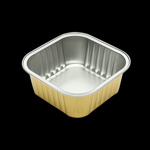 Bán buôn 300ml 10oz vuông cupcake Foil cup dùng một lần mini bánh Chảo nhôm foil Baking cup có nắp đậy - Product Image 2
