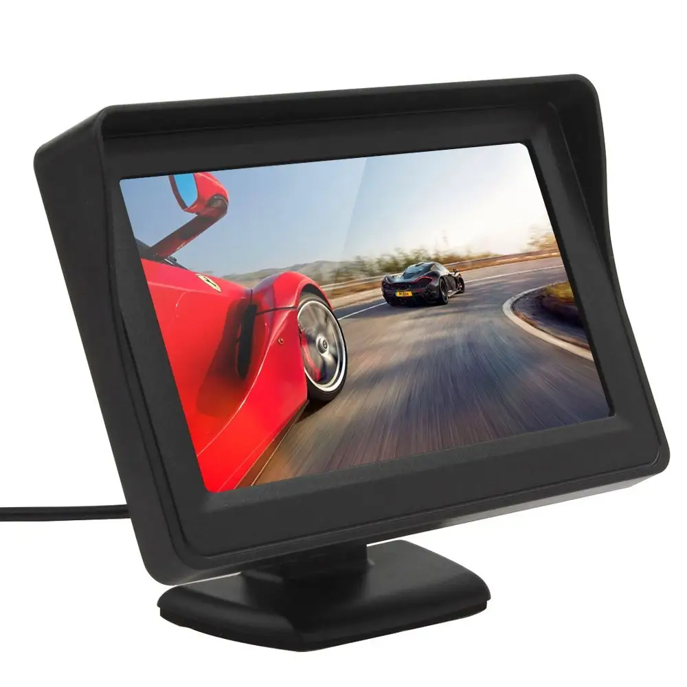 Popolare Monitor per auto schermo da scrivania da 4.3 pollici Tft Lcd Monitor a specchio a colori retromarcia per auto vista posteriore con parasole per sistema di retrovisione
