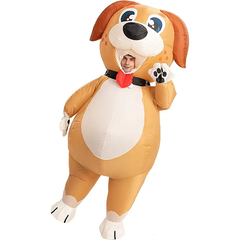Traje de caminar de estilo personalizado lindo perro 210T cachorro traje inflable para fiesta niño y adulto