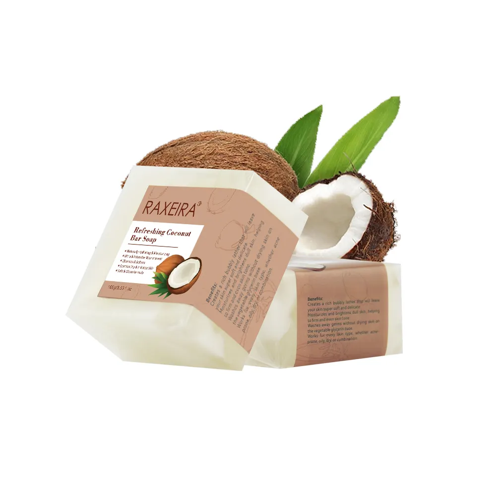 Sabun batangan kelapa buatan tangan, Scrub Pembersih Pemutih Label pribadi dasar Sabun kelapa organik