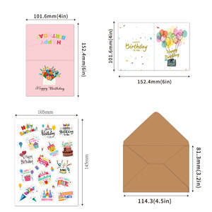Yaratıcı Pop-Up mutlu doğum günü tebrik kartları Set özel durum için zarflar ve çıkartmalar ile renkli tasarım tebrik kartı - Product Image 1