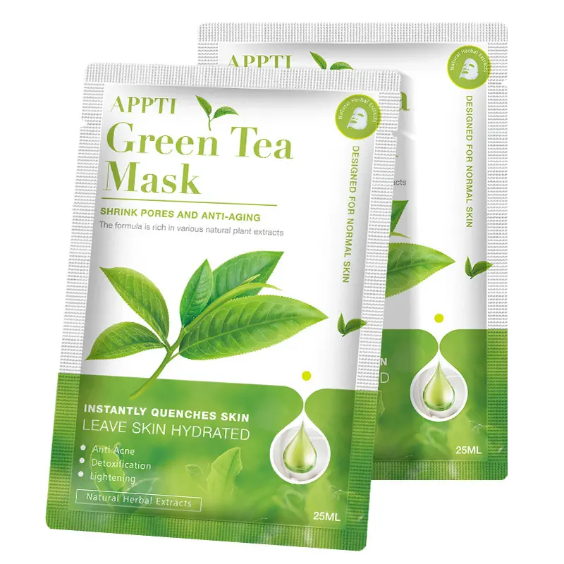 Maschera facciale per il trattamento della pelle dell'acne tè verde organico Anti-Acne rimuovere la maschera per il viso schiarente della pelle del brufolo