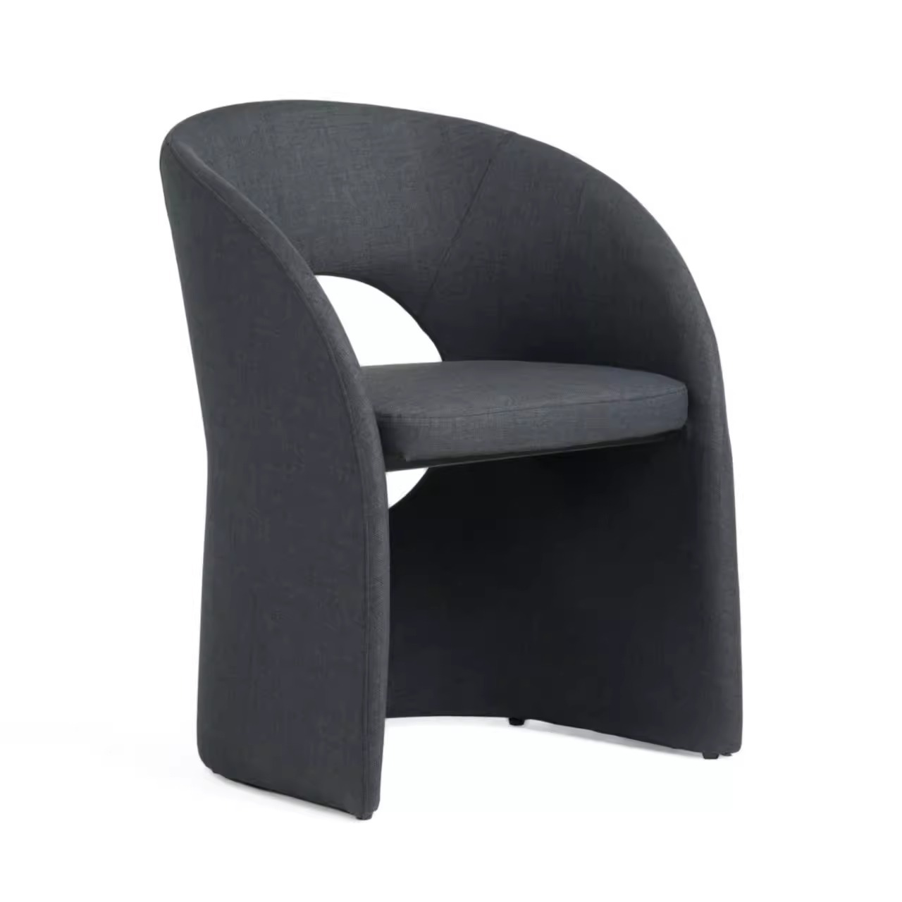 Fauteuil individuel gris foncé en coton et lin.