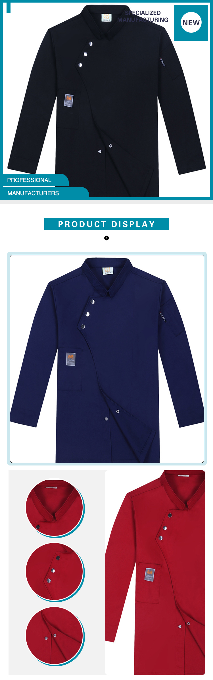 Long Sleeve Wholesale Restaurant Canteen Kitchen Cooker Chef Working Wear Tops for Men Hotel Uniform with Customized Logo