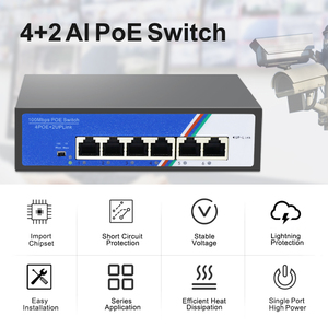 高性能4ポートPOEアンマネージドCCTVネットワークスイッチ中国国内で使用されるLAN100mbpsIPネットワーク用6ポートイーサネットスイッチ - Product Image 3
