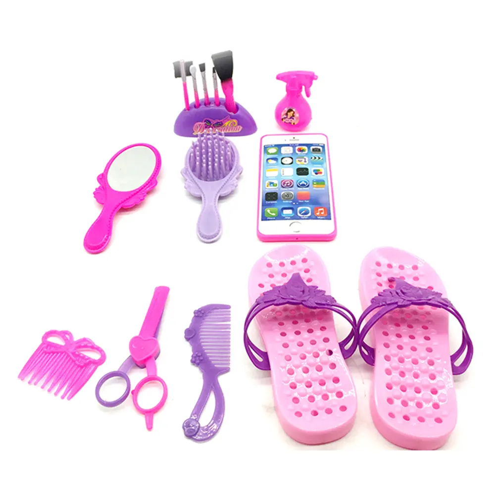 Princesa Dress Up Shoe Hot Girls Toy Diy Saco Cosmético Make Up Set Popular Moda Plástico Beleza Make Up Set Toy Para Menina
