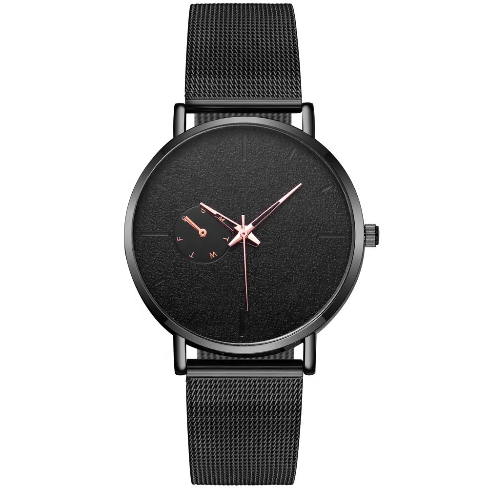 सबसे अच्छा बेच TW327 फैशन काला जाल पट्टा स्टील पुरुषों कलाई घड़ियों Minimalist घड़ी क्वार्ट्ज आंदोलन
