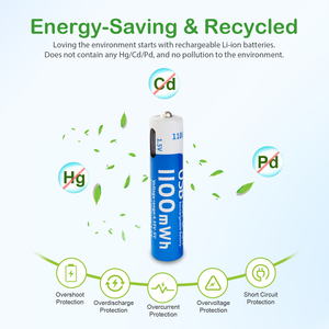 Ba một pin USB Type-C phí 1100mwh công suất cao hơn 1000 chu kỳ 1.5V lithium có thể sạc lại <span class=keywords><strong>AAA</strong></span> pin - Product Image 4