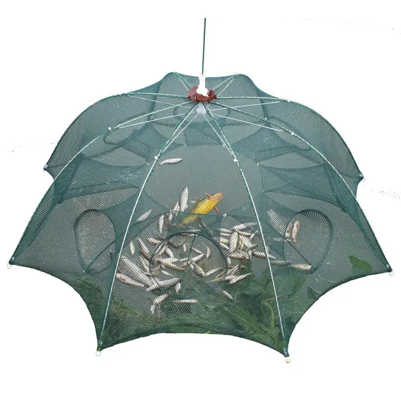 Trampa de cebo de pesca plegable, jaula de red fundida automática, 4-22 agujeros, trampa para peces de cangrejo, gran oferta de China