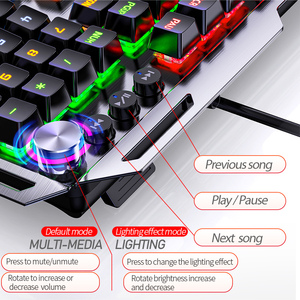 Teclado mecánico para juegos de 104 teclas, teclado con cable de luz RGB para ordenador de escritorio Gamer