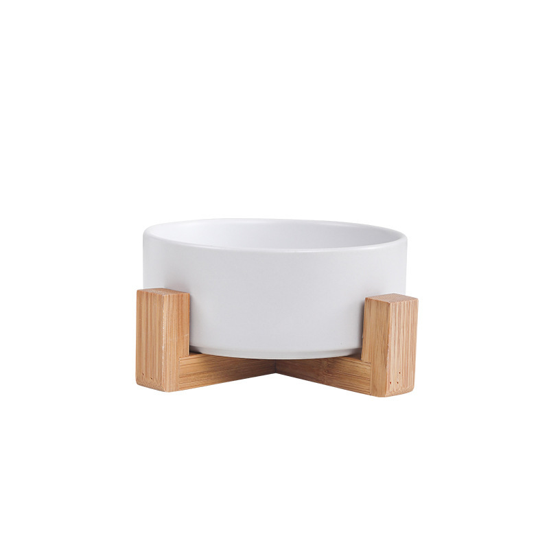 Single bowl wooden frame straight mouth ceramic white