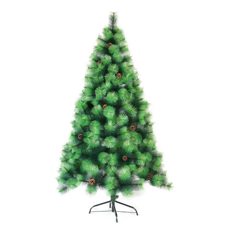 New Trend Product 6ft Double Color Pine Needle Christmas Tree With Pinecones