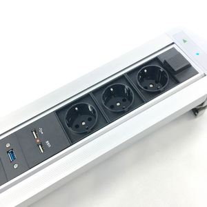Aleación de aluminio 220V 250V 16A Motorizado Oculto Girado Alemania Flip up Socket de escritorio con cargador USB y caja de cable de datos - Product Image 5