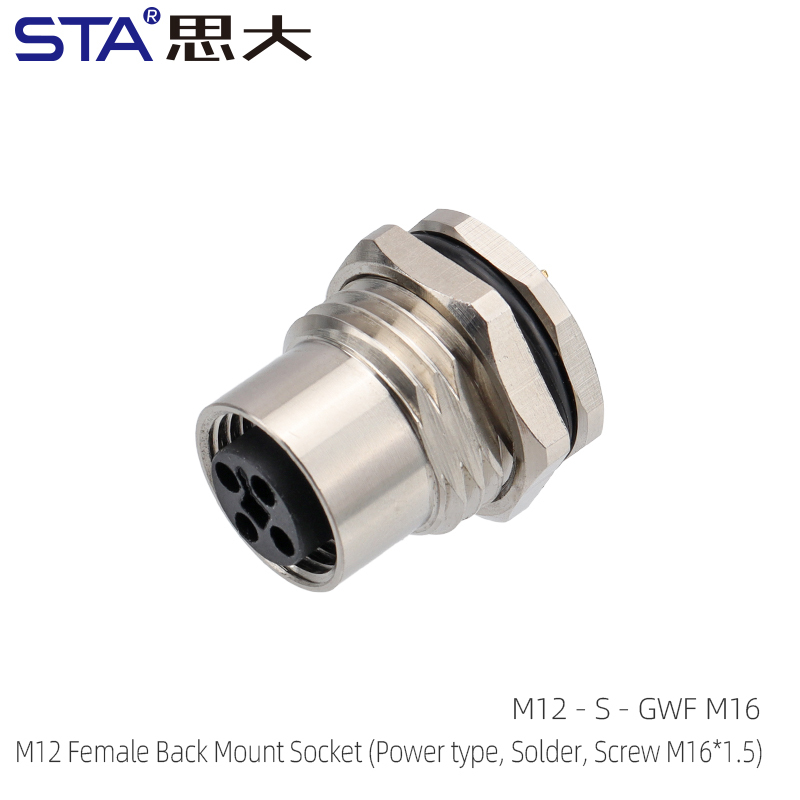 Conector hembra de montaje posterior (tipo de alimentación, soldadura, tornillo M16*1.5)