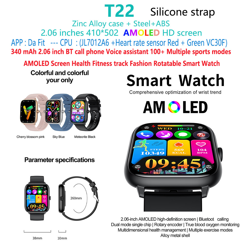 T22-pantalla-amoled-BT-llamada-teléfono-hablar-reloj-inteligente