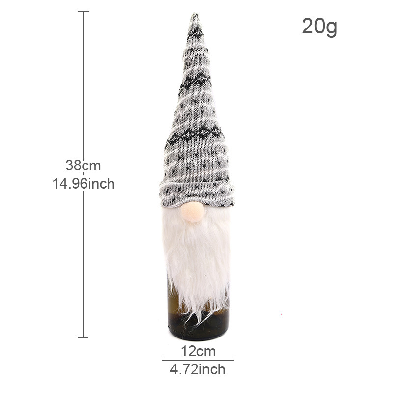 Cache-bouteille de Noël tricoté gris C
