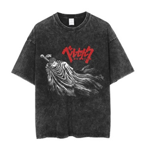 Người Đàn Ông Của Cổ Điển 230G T-Shirt Retro Phong Cách Đường Phố Tối Anime In 100% Cotton Lỏng Phù Hợp Dài Chiều Dài Trống Thiết Kế Đường Phố Thời Trang - Product Image 5