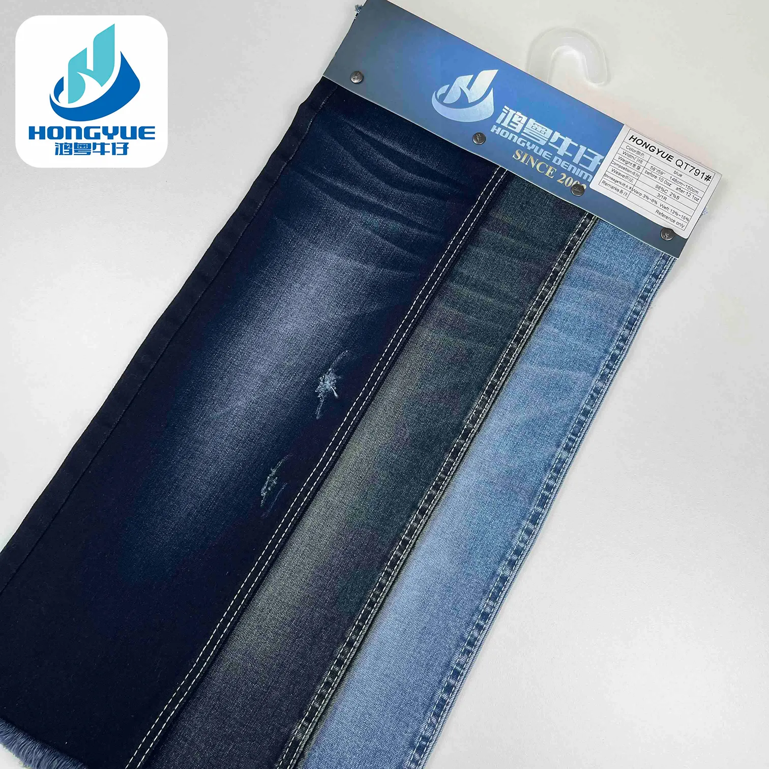 Hauteur lourde avec coton flammé Spandex Stock Jeans Vêtements pour hommes Tissu original avec tous les types de tissu en jean