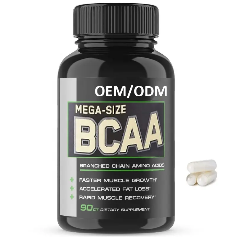 O Gym da nutrição do esporte do logotipo personaliza o BCAA suplementa as cápsulas de acidifos aminados essenciais de corrente ramificada amigável de Keto