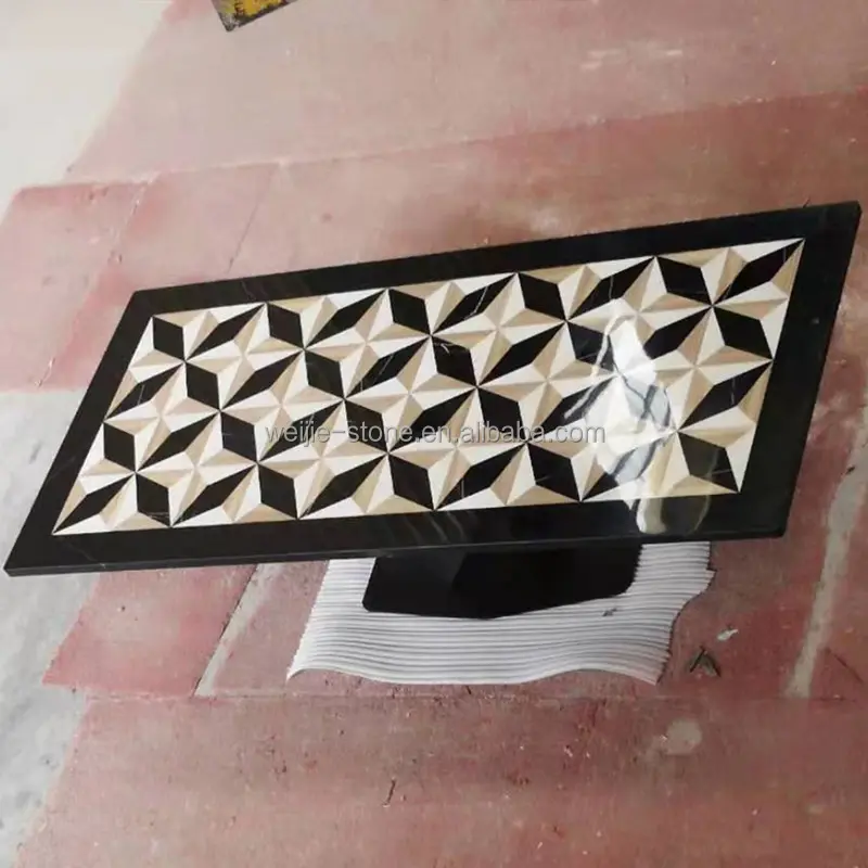 Bàn Ghế Bằng Thép Không Gỉ Phong Cách Châu Âu Waterjet Marble Inlay Bàn Ăn Bộ Đồ Nội Thất Phòng Ăn