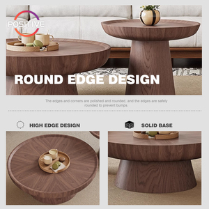 Orta yüzyıl Modern yuvarlak sehpa seti wabi-sabi tarzı oturma odası ev Minimalist ceviz parke sehpa ZEM-526 - Product Image 3
