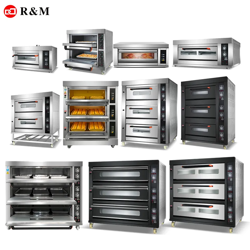 Baking horno Bakery equipment Commercial gas electric pizza oven for sale price,gas 2 3 deck industrial cake bread baking ovens