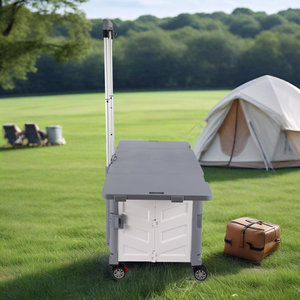 עגלת קניות מתקפלת עגלת קניות מתקפלת 4 גלגלים קיק מסתירים עם יד כבדה בלם משאית עם שולחן - Product Image 5