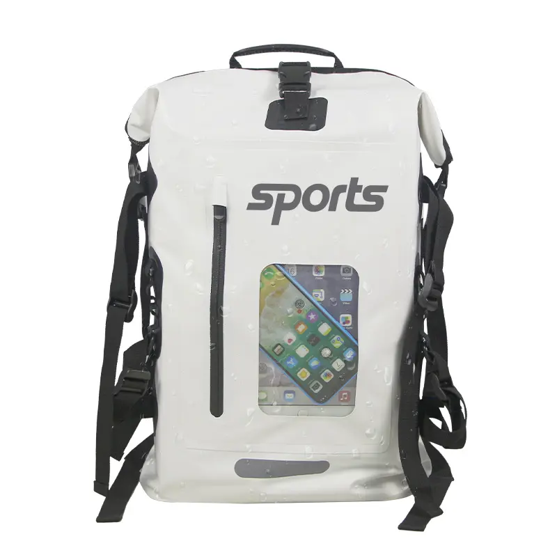 Toptan 25L veya 35L temizle pencere rulo üst 500D PVC branda seyahat için sırt çantası spor kamp yürüyüş kuru çanta