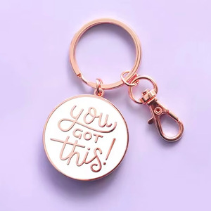 Metal Enamel <strong>Key</strong> Chain Round Circle Keyring Custom <strong>Cartoon</strong> Motivational Soft Enamel Pin Keychain <strong>Key</strong> Ring Word Letter Keychains - Product Image 1