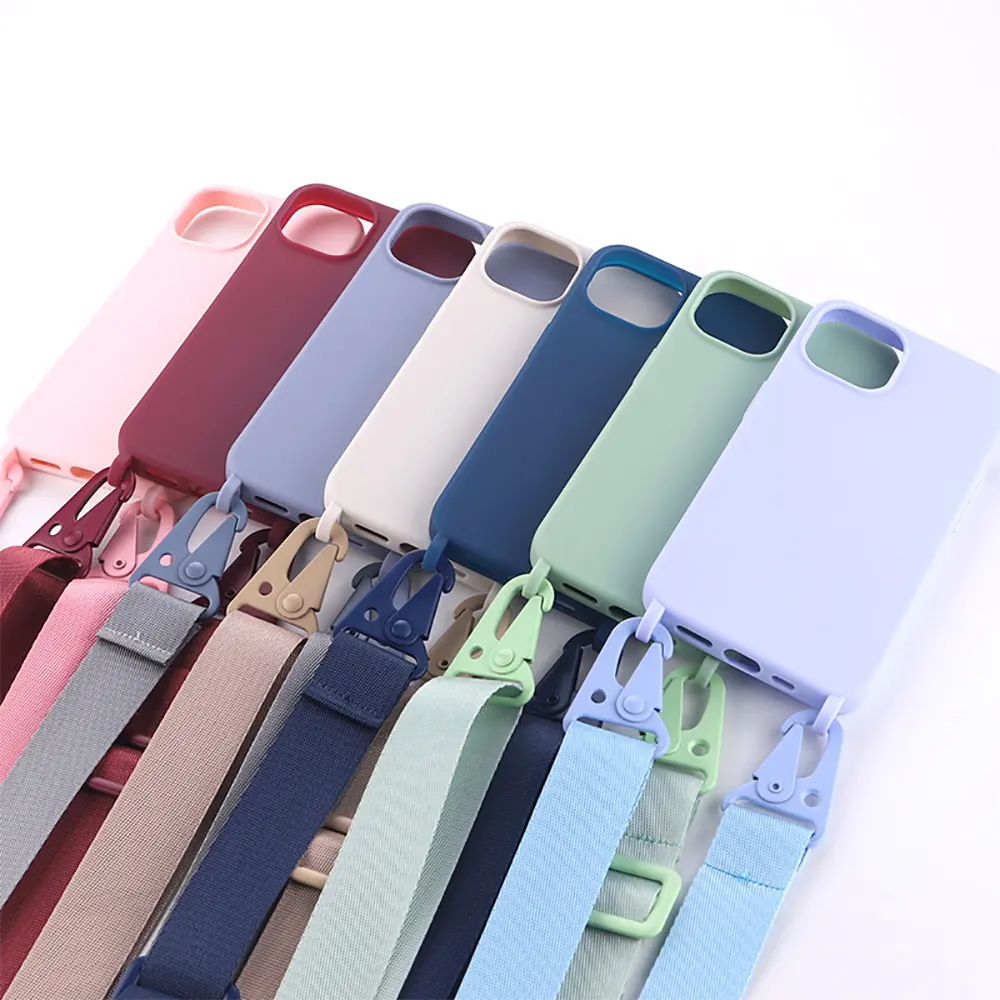 Hot Selling Heavy Duty Nylon Gevlochten Kleur Touw Riem Met Patch Anker Voor Iphone 15 Doorzichtige Telefoon Case Lanyard