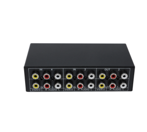 Conmutador de caja para HDTV LCD DVD, conmutador de Audio y vídeo, 4 puertos, 2 salidas, 3 RCA, 4 en 1, 4x1, 2 salidas, 4x2