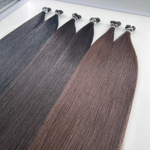 キューティクルレミー長続きフルエンディング人間のヘアエクステンションダークナチュラルブラウンIスティックプレボンディングヘア迅速配達