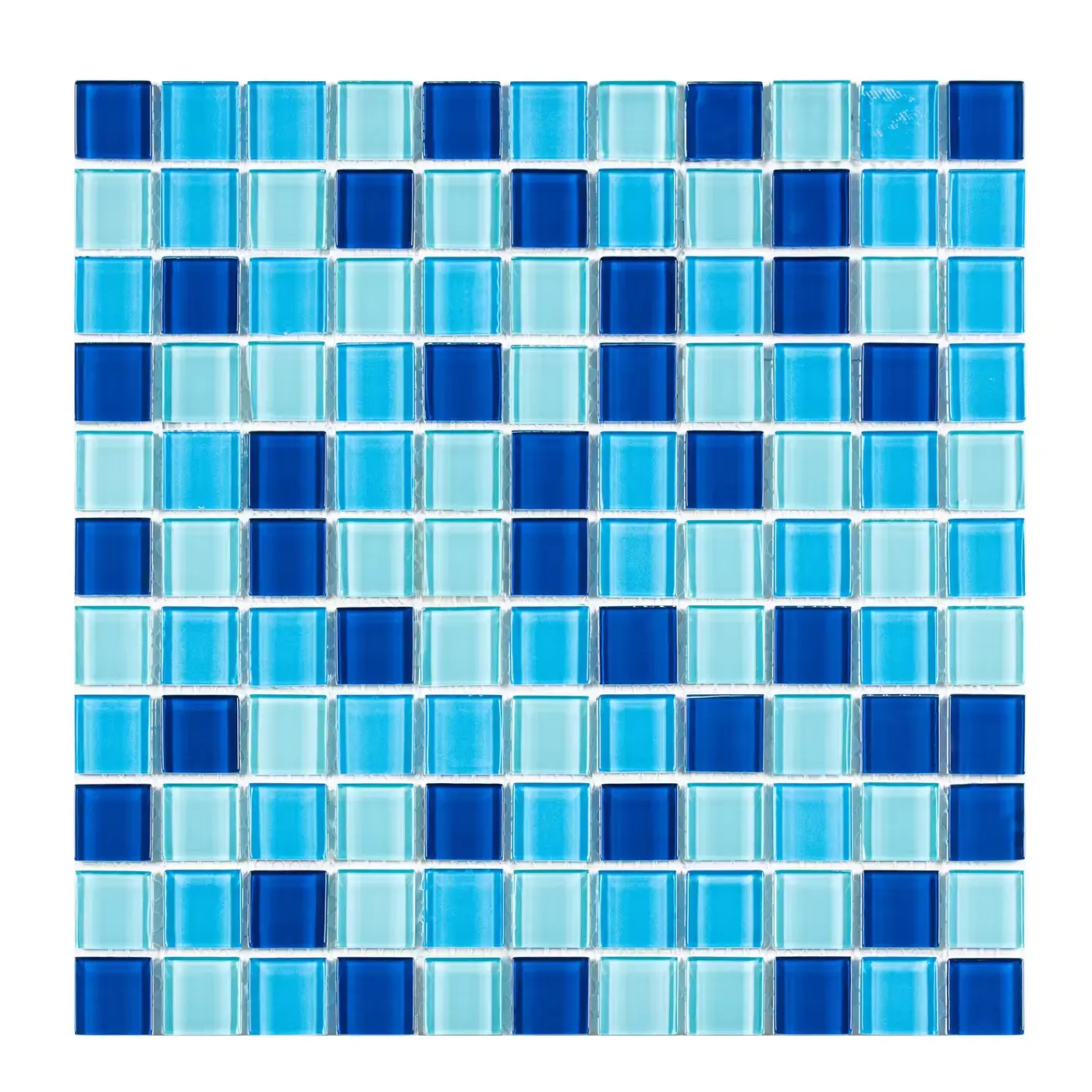 Vetro di cristallo blu 1x1 quadrato decorativo blu iridescente piastrelle di mosaico in ceramica per piscina