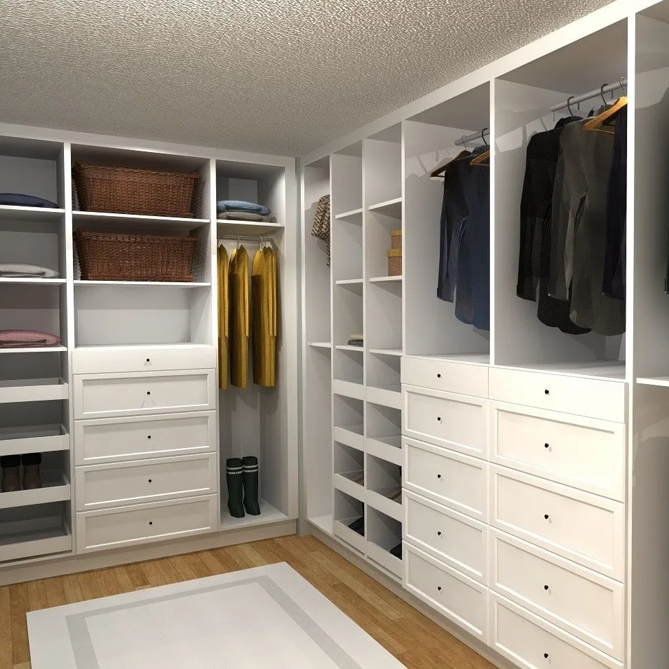 Morden Design Últimas Wardrobe Design Construir em Madeira Armário Branco Armário Armário Armazenamento Armário Caminhada no Armário