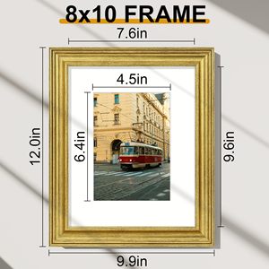 Mộc mạc vàng Tường Tabletop PS gỗ 8x10 5x7 hình ảnh khung trang trí công phu ảnh cổ điển hiển thị khung với Mat cho tường - Product Image 5
