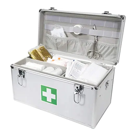 صندوق تخزين مستلزمات طبية الطفل آمنة الدواء قفل المنظم مع قفل الألومنيوم حالة للمنزل الطبية المعونة