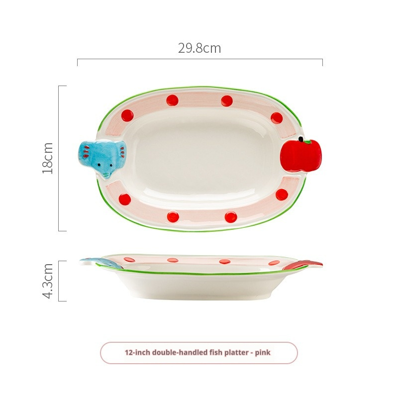Bandeja para pescado de doble asa, 30 cm (12 pulgadas), color rosa (24 unidades/caja)