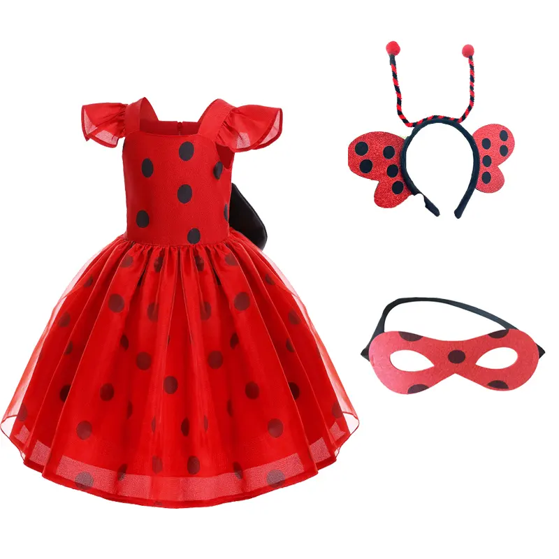 Cosplay Filme Princesa Vestido Meninas Ruffle Manga Dot Halloween Vestido