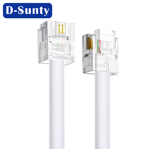 Beyaz 5M 4 çekirdekli 32AWG telefon hattı düz kablo RJ11 konnektör kablosu 6P 4C bakır kablo Patch Panel iletişim kabloları - Product Image 2