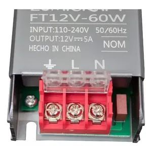 免费送货12V 5A 60w发光二极管照明源驱动器防水交流/DC单输出100瓦10件塑料外壳 - Product Image 5