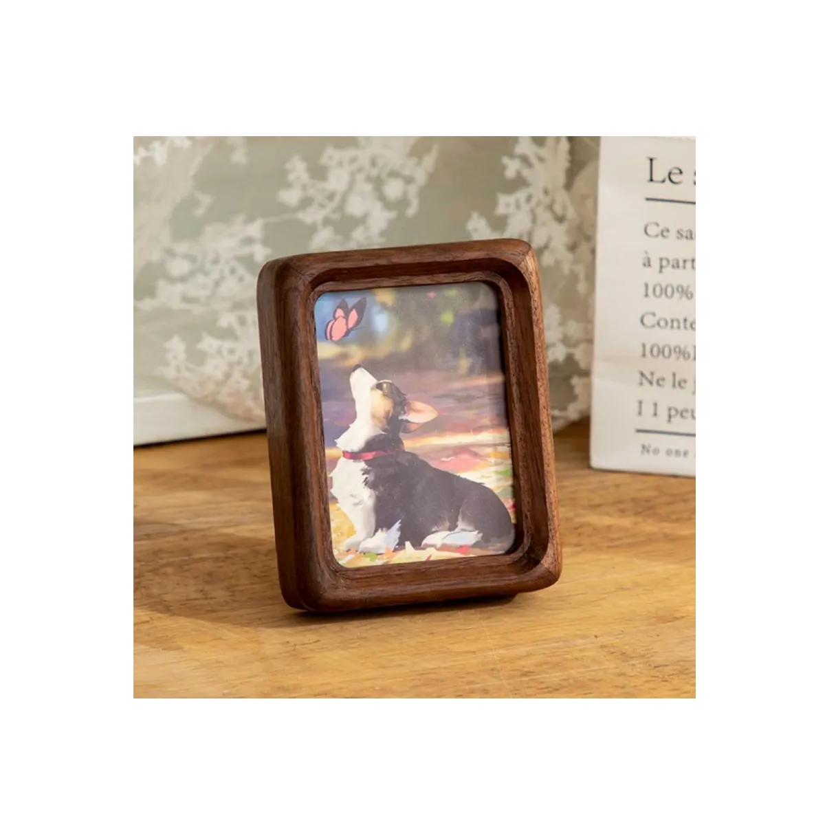 Cadre photo rustique en bois de noyer massif personnalisé Taille de 3 ''à 10'' Cadre carré en bois dur Cadeau de fiançailles cadre photo en bois