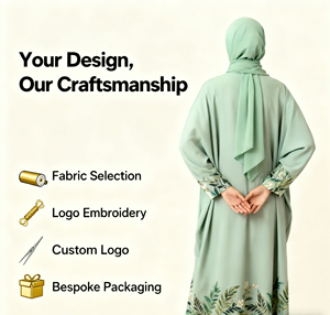 عباية إسلامية مخصصة فستان طويل الأكمام مع تصميم تطريز أنيق للنساء ثوب إسلامي متواضع للأعيد - Product Image 4