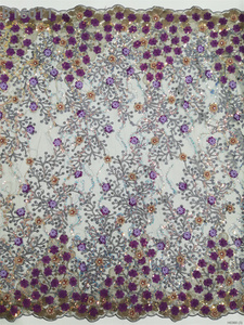 Tissu de broderie en maille, tissu de dentelle perlé de luxe fait à la main pour la mariée - Product Image 5