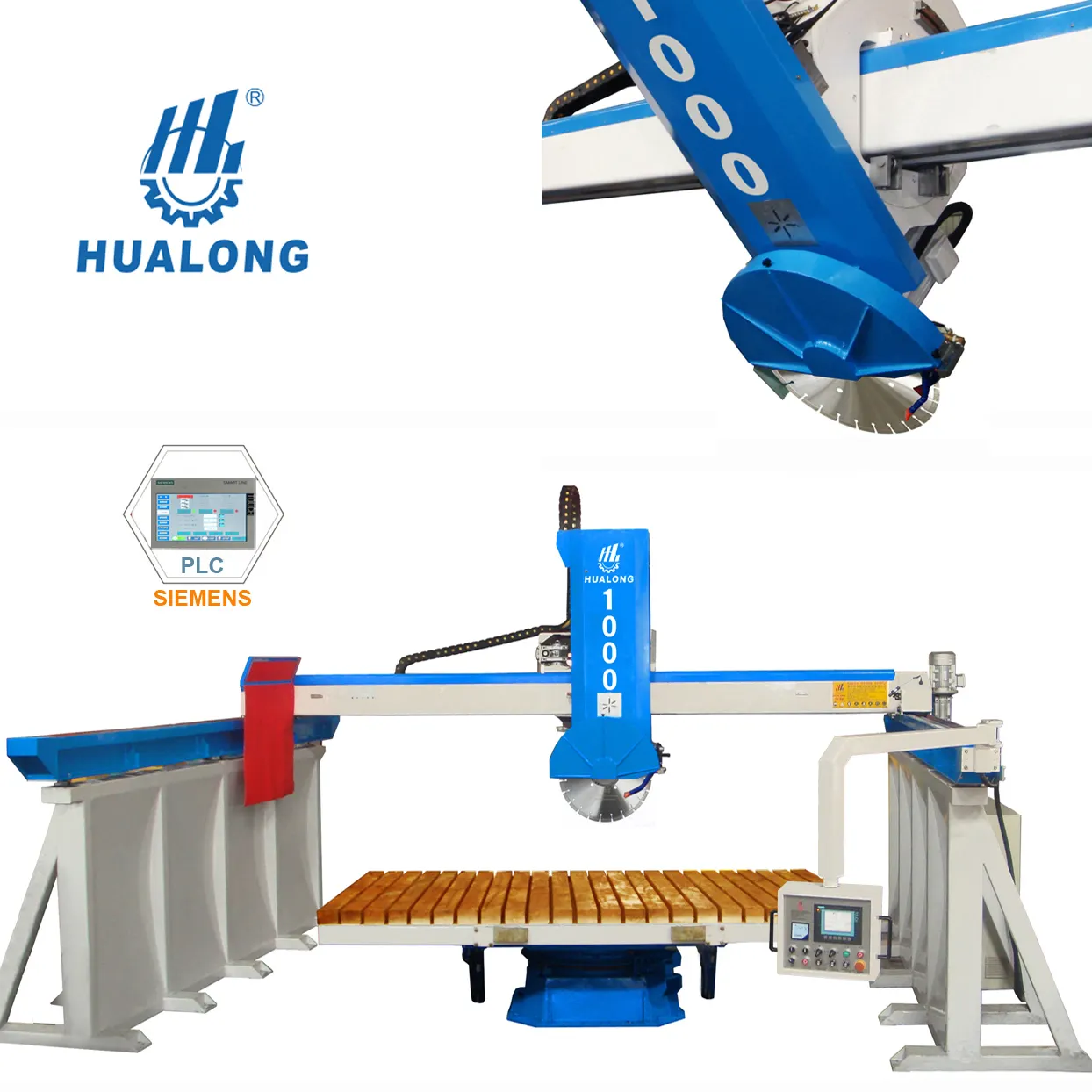 HUALONG Machinery HLSQ-1000 la migliore sega da taglio automatica per pietra PLC con tavolo inclinabile per granito sla