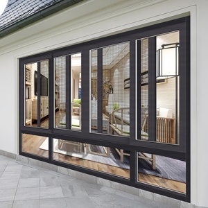 Ventana corredera de perfil de aluminio personalizada con revestimiento de polvo de doble acristalamiento, accesorios de hardware y vidrio, ventana corredera