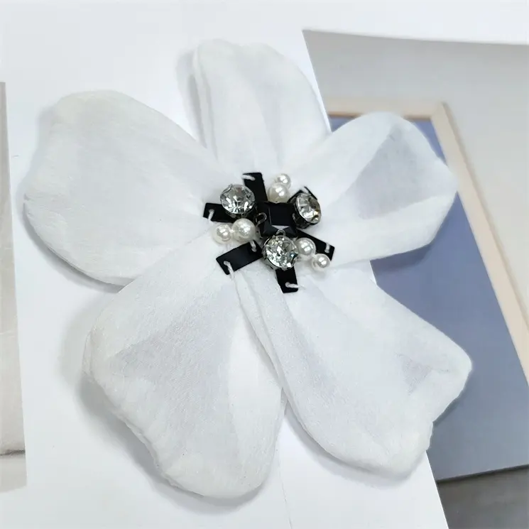 แฮนด์เมดลูกปัดผ้าชีฟองดอกไม้ประดิษฐ์ดอกไม้ Applique หัตถกรรม