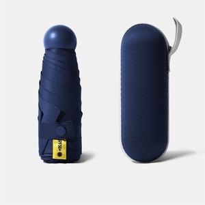 Custom Logo Mini Portable Five-Fold Compact UV Protection Umbrella Adult Pocket Folding Sun and <strong>Rain</strong> <strong>Cover</strong> with Capsule Case - Product Image 1
