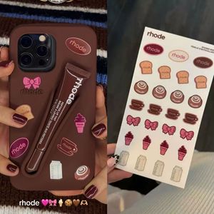 <strong>Rhode</strong> Phone case With Box Haili Ribbon Lip Color Lipstick Silicone Phone Case for iphone 11 12 13 14 15 16Pro <strong>Max</strong> Cell Cover