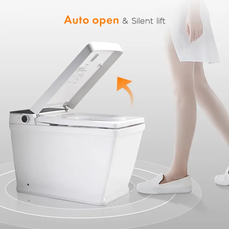 Toucador inteligente de porcelana para banheiro, banheiro com sifão de cerâmica automático, com água, peça única, com piso inteligente
